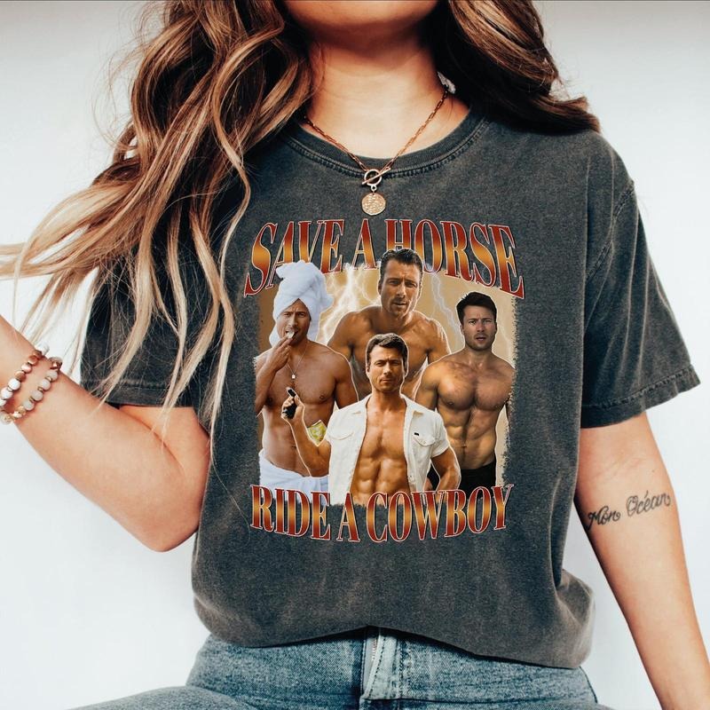Glen Powell Save A Horse, Ride A Cowboy Shirt, Sweatshirt, Hoodie For Womens Tops Womenswear | RetroVerseTees.com