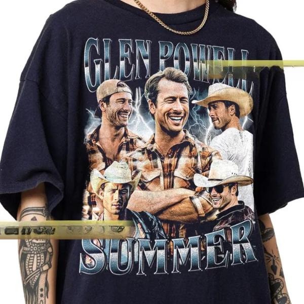 Glen Powell Summer Unisex Softstyle Vintage Shirt, Gift For Woman and Man Unisex T-Shirt, TP Hoodie, Sweatshirt
