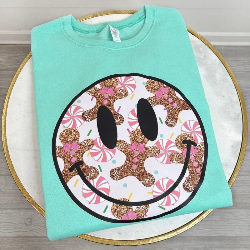 Glitter Gingerbread Happy Face Sweatshirt 'NLB' T-Shirts, Hoodie | RetroVerseTees.com