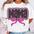 Glitter Pink Mama Coquette Bow T-Shirt, Mama Checkered T-Shirt, Mama Varsity T-Shirt, Pink Mama T-Shirt, Mama T-Shirt,...