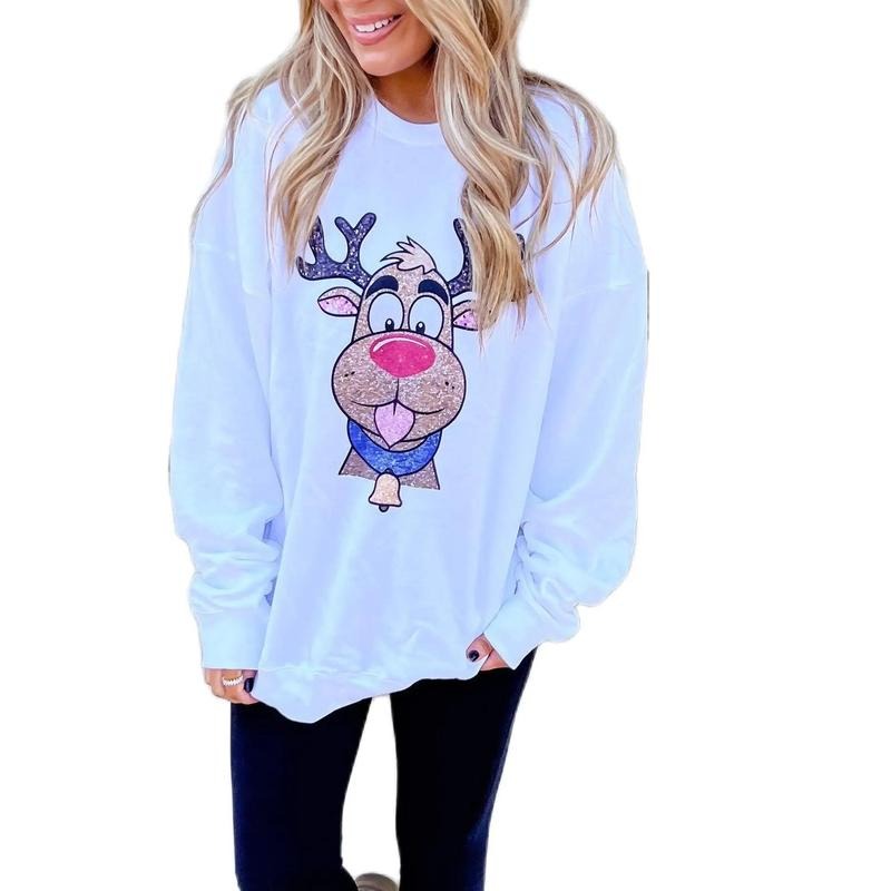 Glitter Reindeer Graphic Top T-Shirts, Hoodie, Sweatshirt | RetroVerseTees.com