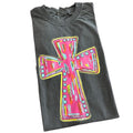 Glitz Pink Cross Comfort Colors T-Shirt Hoodie, Sweatshirt | RetroVerseTees.com