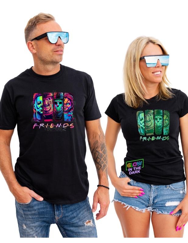 Glow Halloween FRIENDS: Glow in the dark Unisex graphic Halloween T-shirt Hoodie, Sweatshirt | RetroVerseTees.com