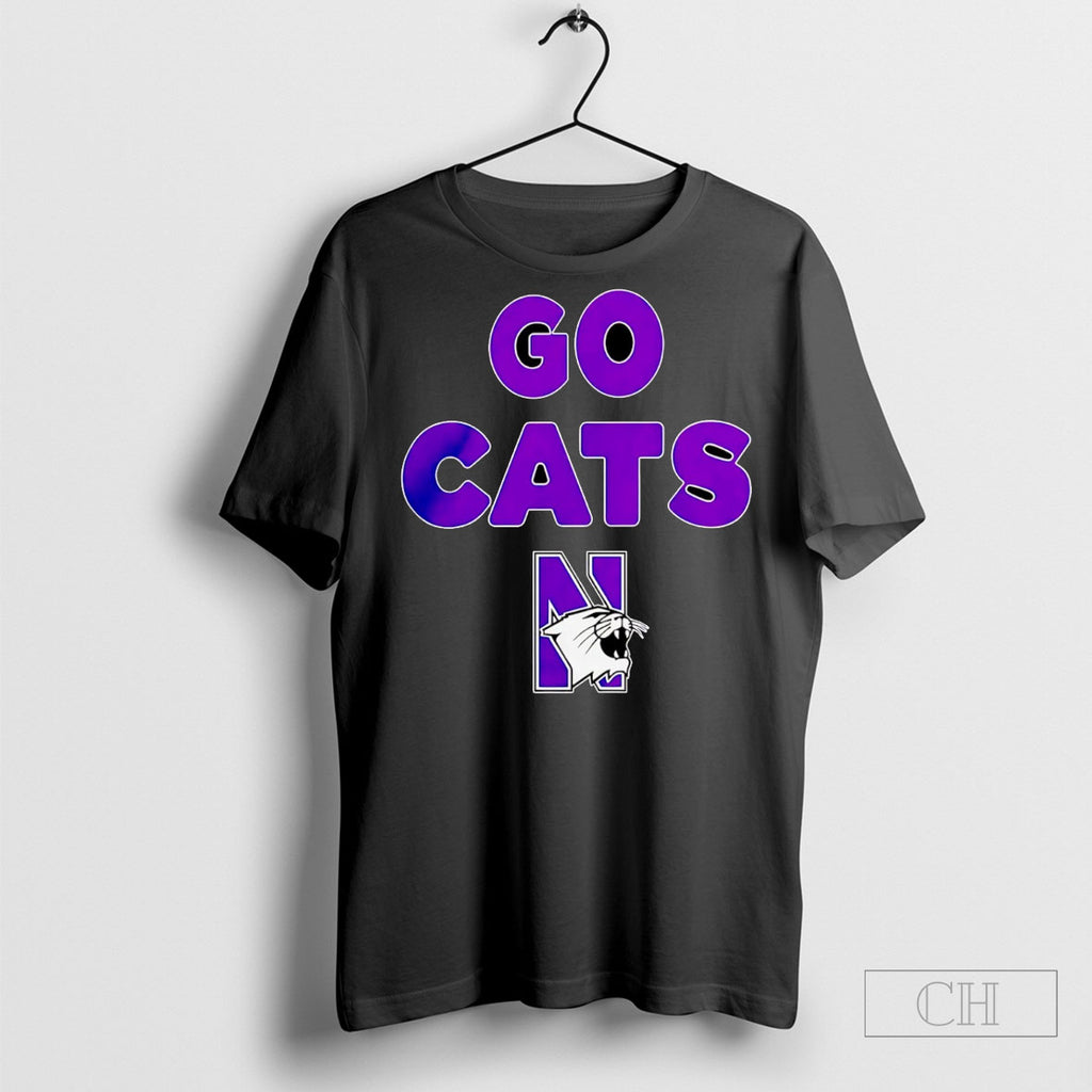 Go Cats Northwestern Wildcats Slogan Logo Shirt Tee