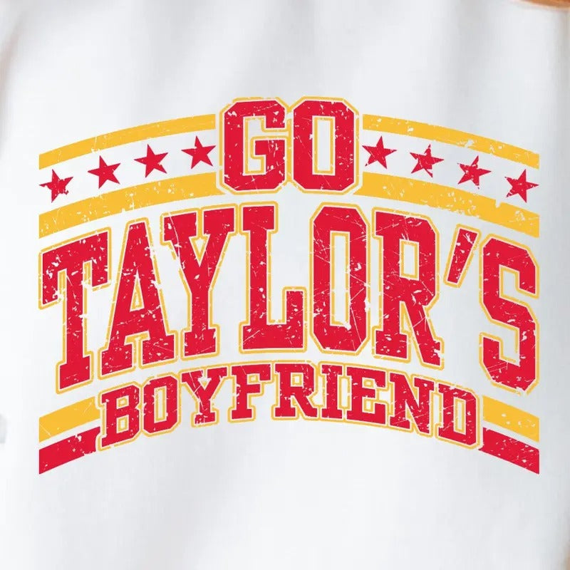 Go Taylor's Boyfriend White Unisex Gildan Sweatshirt T-Shirts, Hoodie | RetroVerseTees.com