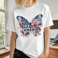 God Bless America Shirt Fourth Of July Shirt Butterfly Print Shirt Vintage American Flag Shirt Patriotic Shirt Merica...