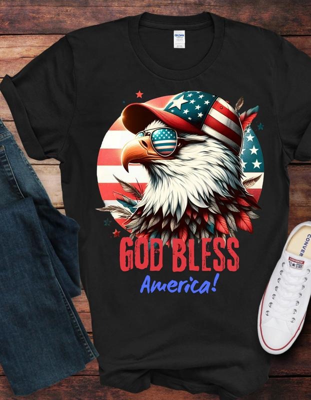 God Bless America Shirt Unisex Shirtfourth Of July Teesunited States Shirtsjuly 4th Graphic Teepatriotic T-shirts Hoodie,...