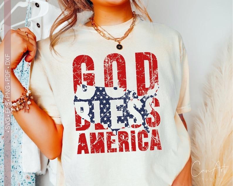 God Bless America Shirt, Distressed Patriotic USA Shirt Designs, Grunge Shirt for Shirts, 4th Of July Shirt, Fourth Of...