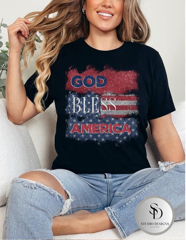 God Bless America Tee Patriotic T-shirt Fourth Of July Tee America T-shirt God Bless Usa Tee Vintage July 4 Tee...