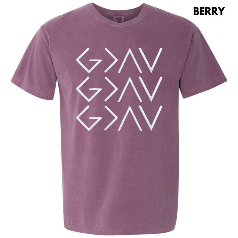 God Is Greater Symbols Puff Comfort Colors T-Shirt Hoodie, Sweatshirt | RetroVerseTees.com