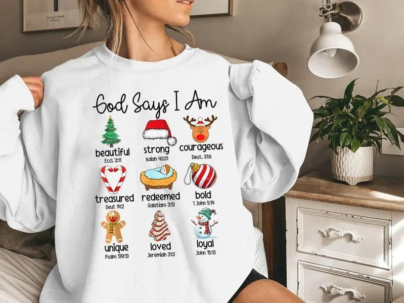 God Says I am Christmas, Christmas Sweatshirt, Christmas Gift, Christmas Jesus Shirt, Christian Jesus Shirt,Christian...