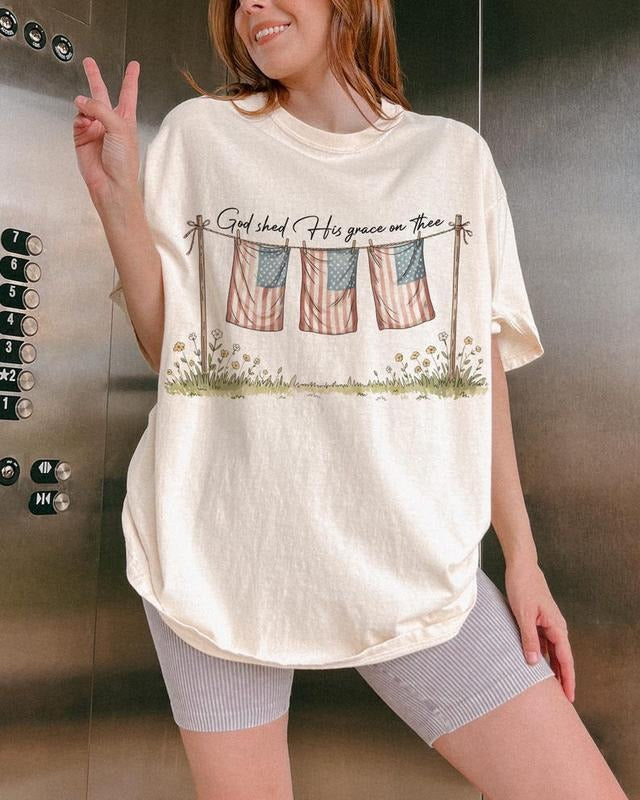 God Shed His Grace On Thee shirt , 4th of July Christian Patriotic shirt, Faith and Freedom Hoodie, Sweatshirt