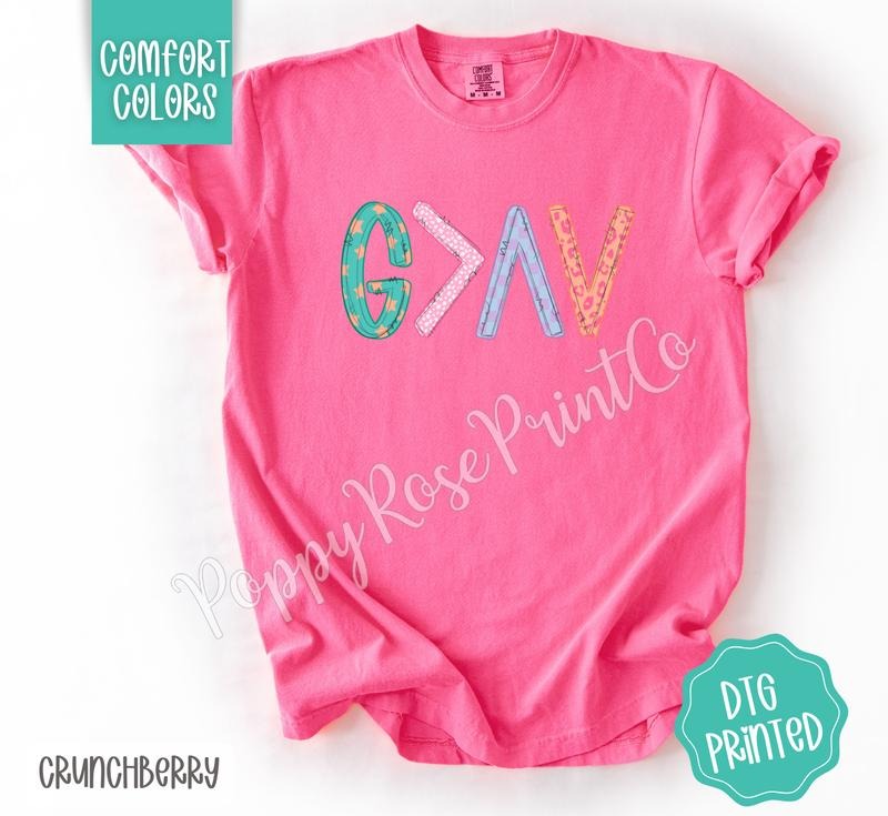God is Greater Shirt Comfort Colors, Trendy Religious Women's Tshirt Hoodie, Sweatshirt | RetroVerseTees.com