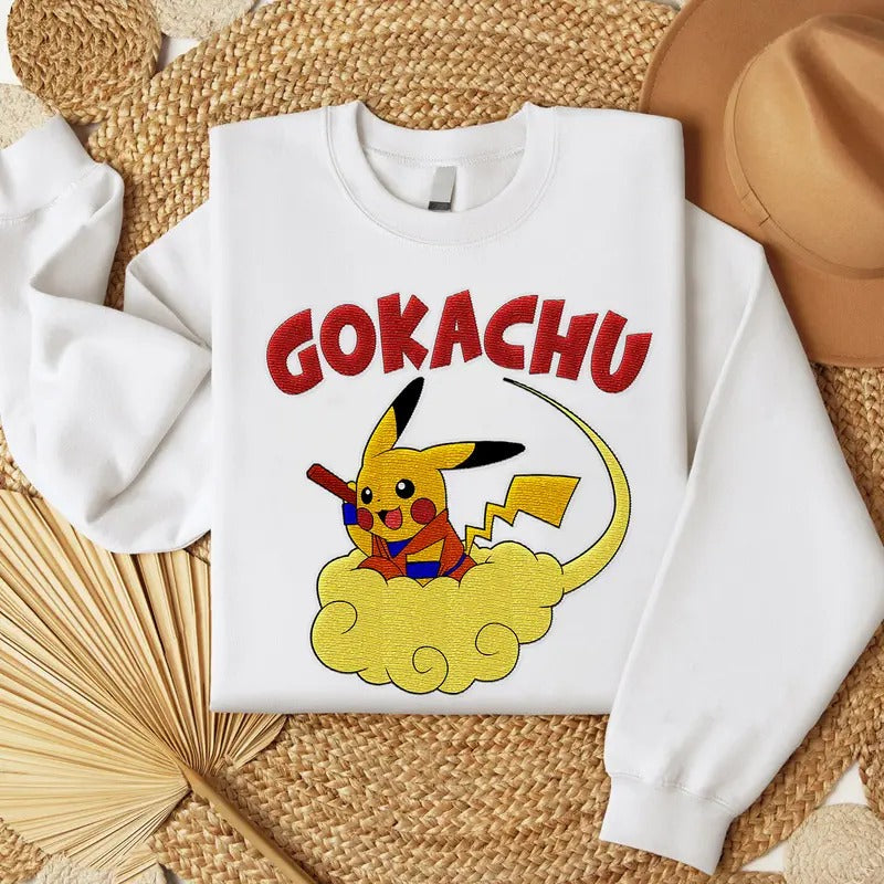 Gokachu Embroidered Shirt, Anime Embr Hoodie, Sweatshirt | RetroVerseTees.com