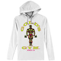 Gold's Gym Long Sleeve Hooded T-Shirt - White Hoodie, Sweatshirt | RetroVerseTees.com