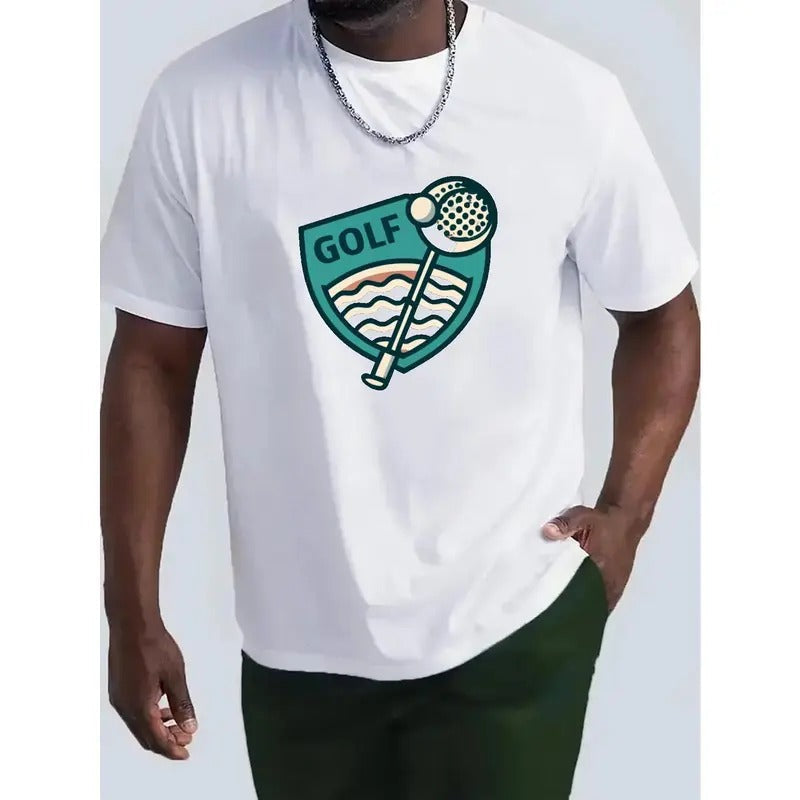 Golf Print T Shirt, Tees For Men, Casual Short Sleeve T-shirt For Summer Made in USA Hoodie, Sweatshirt | RetroVerseTees.com