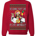 Gonna Party Like It's My Birthday Jesus Ugly Christmas Sweater Unisex Crewneck Sweatshirt, Christmas Ugly Sweater, Jesus...