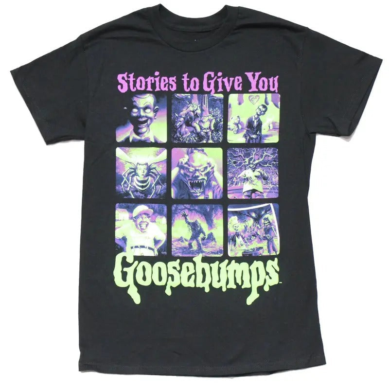 Goosebumps Stories To Give You Shirt, Goosebumps Panel Poster Tshirt, Goosebumps   Shirt, Green And Pink Halloween Shirt,...