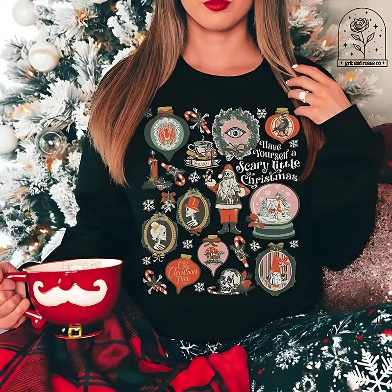 Gothic Krampus T-Shirt Scary Christmas Sweatshirt Collection with Victorian Flair Hoodie | RetroVerseTees.com
