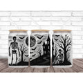 Gothic Skeleton & Haunted House Glass Can Tumbler | Frosted 16oz Halloween Cup T-Shirts, Hoodie, Sweatshirt