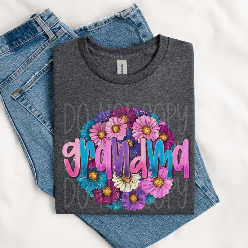 Grandma Glitter Floral DTF Transfers - THIS IS NOT A SHIRT Hoodie, Sweatshirt | RetroVerseTees.com