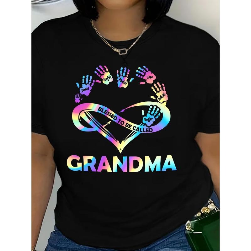 Grandma Graphic Tee- Casual Crew Neck Short Sleeve-Shirt, Breathable Polyester, Washable- Women'WB shield Fashion Hoodie,...