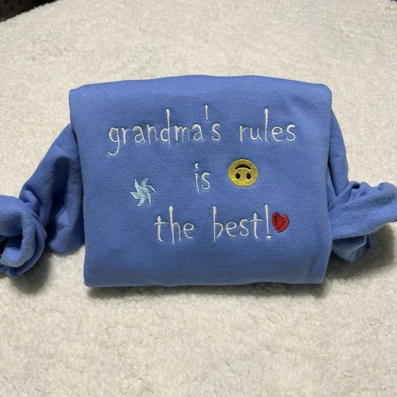 Grandma's rules is the best; Personalized Grandma Gift - Embroidered Sweatshirt for Christmas - Pullover, Womenswear...