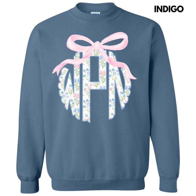 Grandmillennial Floral Monogram Sweatshirt 'NLB' T-Shirts, Hoodie | RetroVerseTees.com