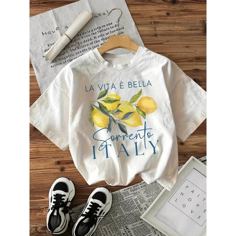 Graphic Print T-Shirt, Short Sleeve Crew Neck Casual Top for Summer & Spring, Women'WB shield Clothing Hoodie, Sweatshirt