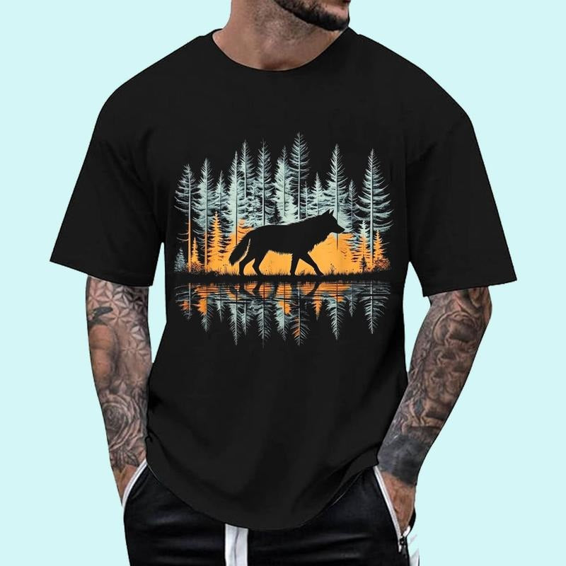 Graphic Wolf Nature Unisex T-Shirt, Cotton 100%, Top Trending Fashion Hoodie, Sweatshirt | RetroVerseTees.com