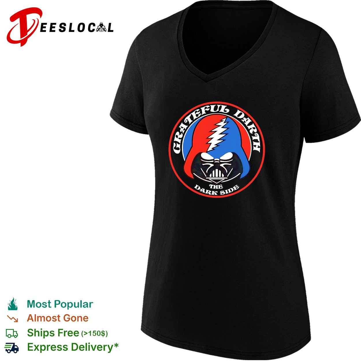 Grateful Darth the dark side parody logo shirt