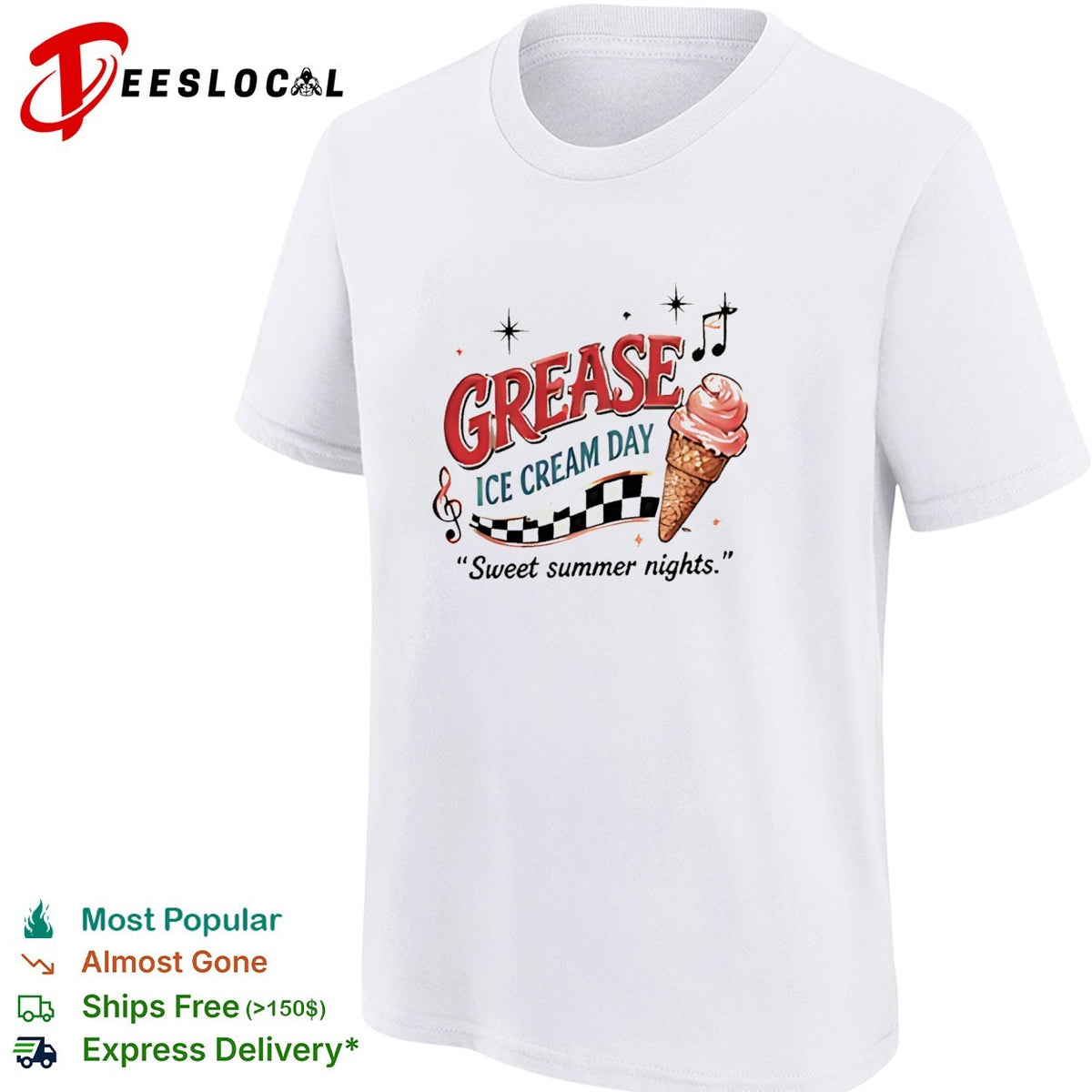 Grease ice cream day sweet summer nights ice cream cone shirt