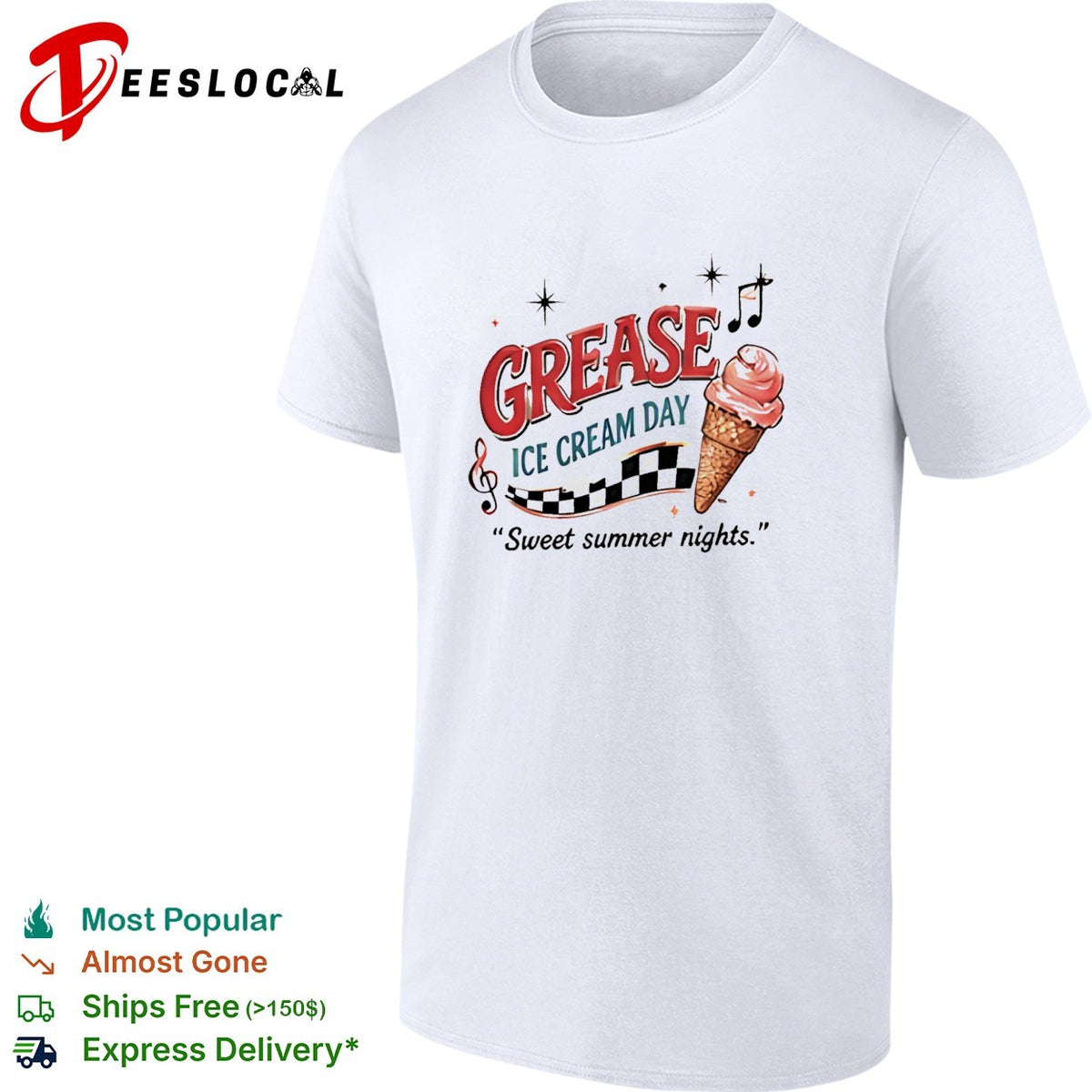 Grease ice cream day sweet summer nights ice cream cone shirt