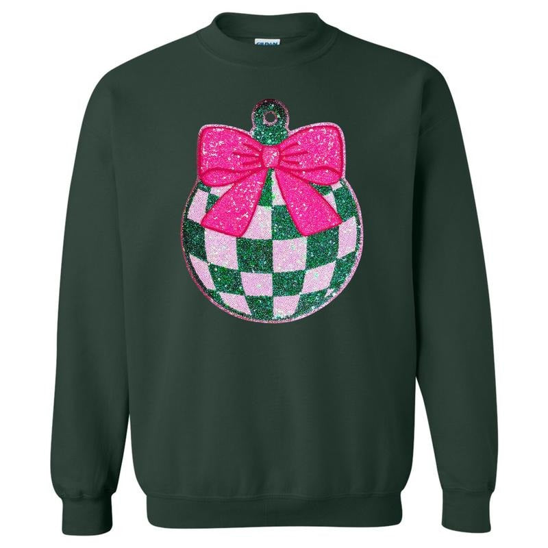 Green & Pink Checker Ornament Patch Sweatshirt T-Shirts, Hoodie | RetroVerseTees.com