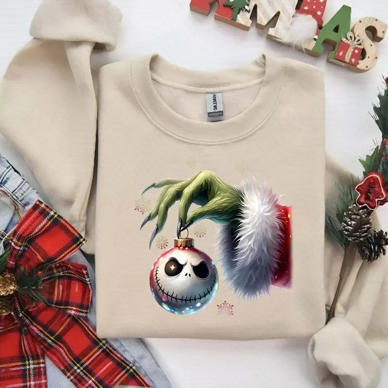 Green Character Hand Christmas Shirt, Xmas Movie, Character Xmas Funny Christmas Thief Sweater, Festive Season Hoodie...