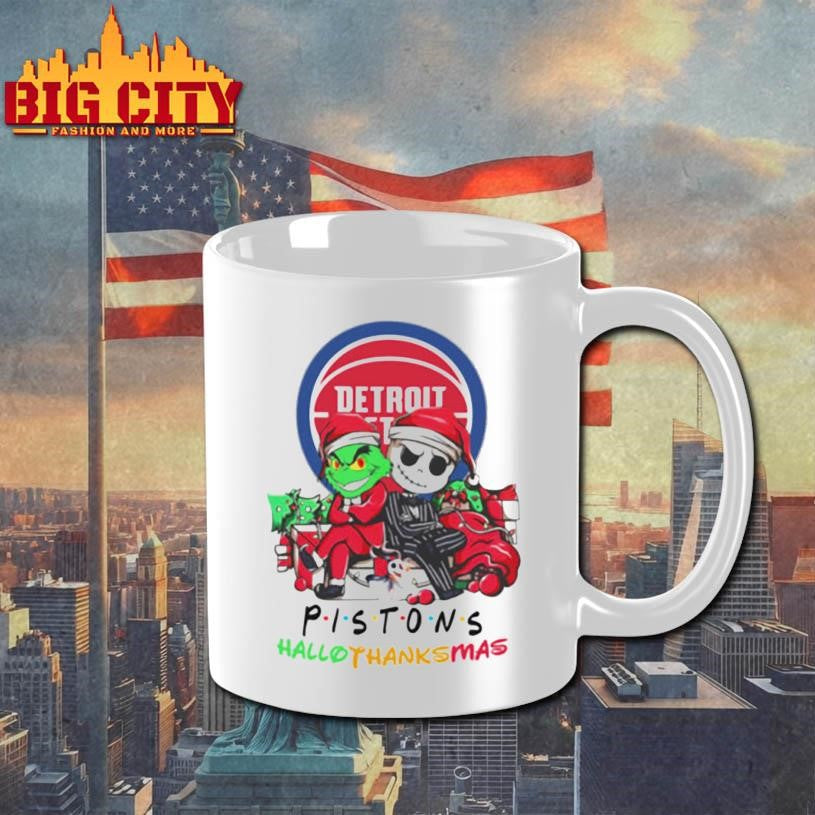 Grinch And Jack Detroit Pistons Friends HalloThanksMas Shirt