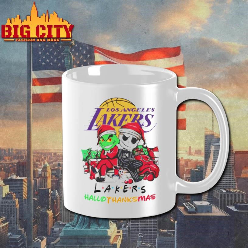 Grinch And Jack Los Angeles Lakers Friends HalloThanksMas Shirt