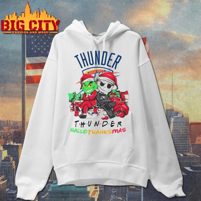 Grinch And Jack Oklahoma City Thunder Friends HalloThanksMas Shirt
