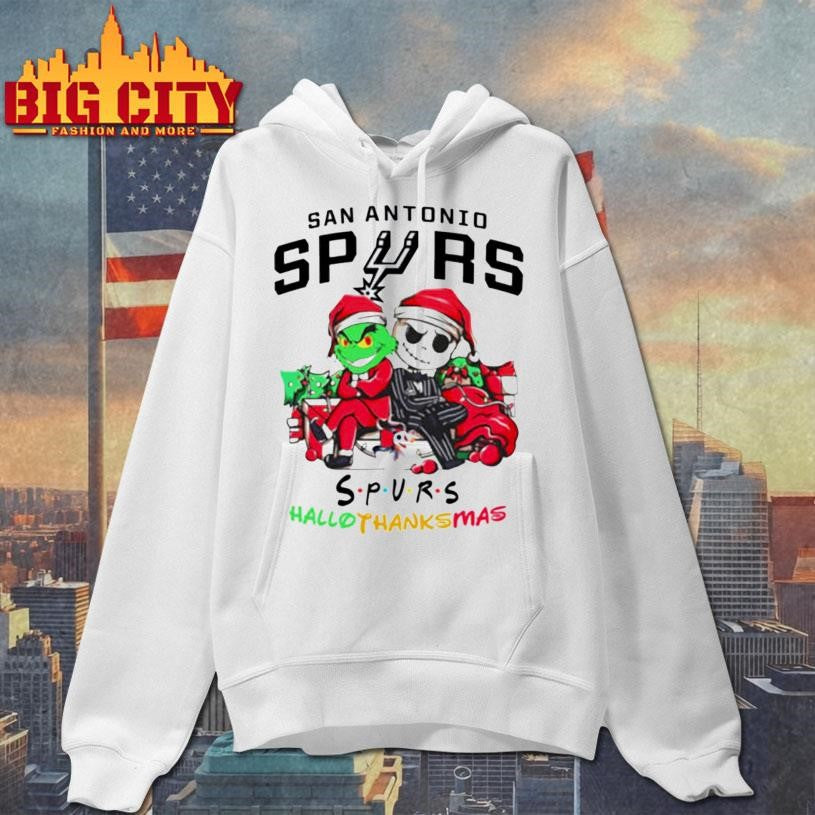 Grinch And Jack San Antonio Spurs Friends HalloThanksMas Shirt