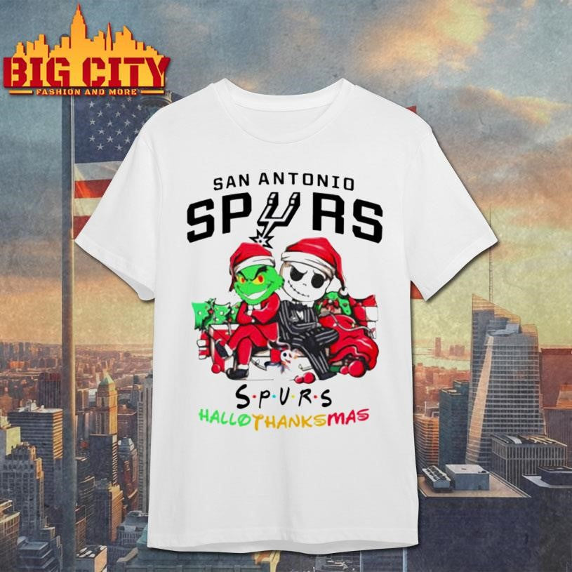 Grinch And Jack San Antonio Spurs Friends HalloThanksMas Shirt