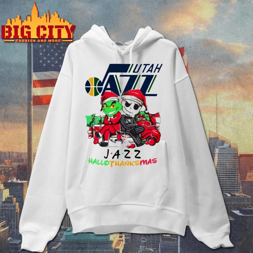 Grinch And Jack Utah Jazz Friends HalloThanksMas Shirt
