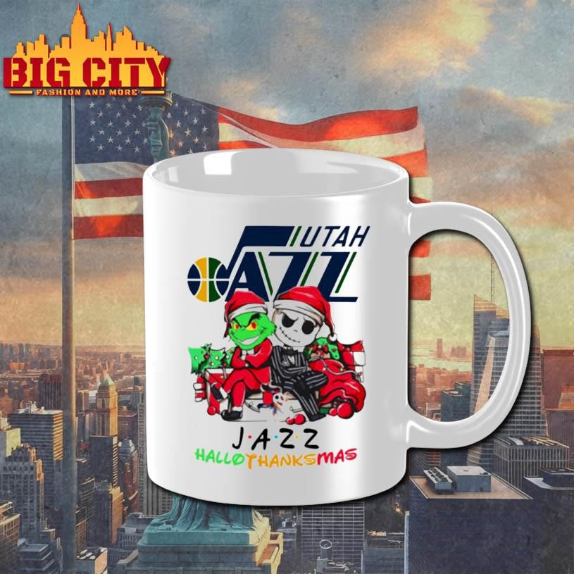 Grinch And Jack Utah Jazz Friends HalloThanksMas Shirt