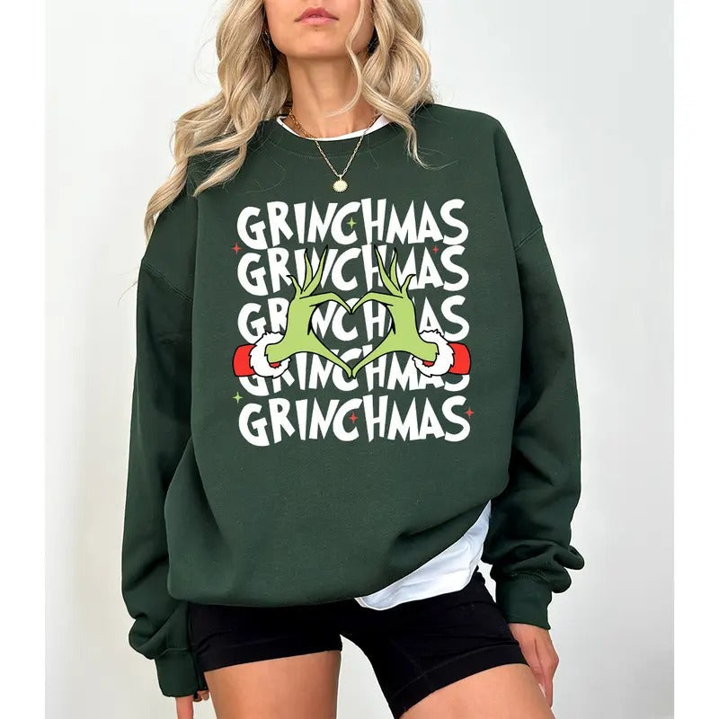 Grinchmas Christmas Tree Sweatshirt, Christmas Tree Shirt, Holidays Gifts, Merry Christmas 2024 Sweatshirt, Holiday Sweatshirt, Grinchmas Sweatshirt