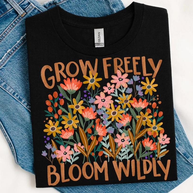 Grow Freely, Bloom Wildly DTF TRANSFERS - THIS IS NOT A SHIRT Hoodie, Sweatshirt | RetroVerseTees.com