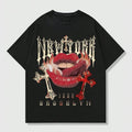 Grunge Punk Cross Lips Y2k Graphic Print T-Shirt Top Tee Streetwear Oversized Hoodie, Sweatshirt | RetroVerseTees.com