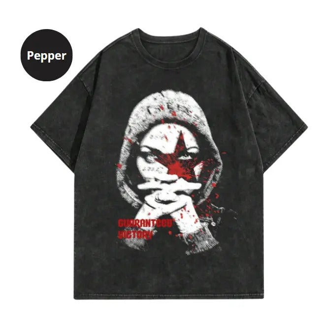 Grunge Punk Men Summer Sport Casual Short Sleeve Y2k T-Shirt With Fry Snowflake And Portrait Print Tshirt, Sweatshirt,...