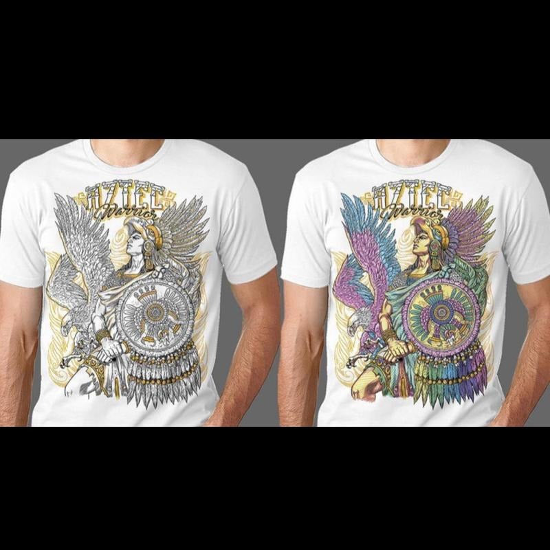 Guerrero azteca 1 T-shirts White Cotton Slim-fitting Menswear Hoodie, Sweatshirt | RetroVerseTees.com