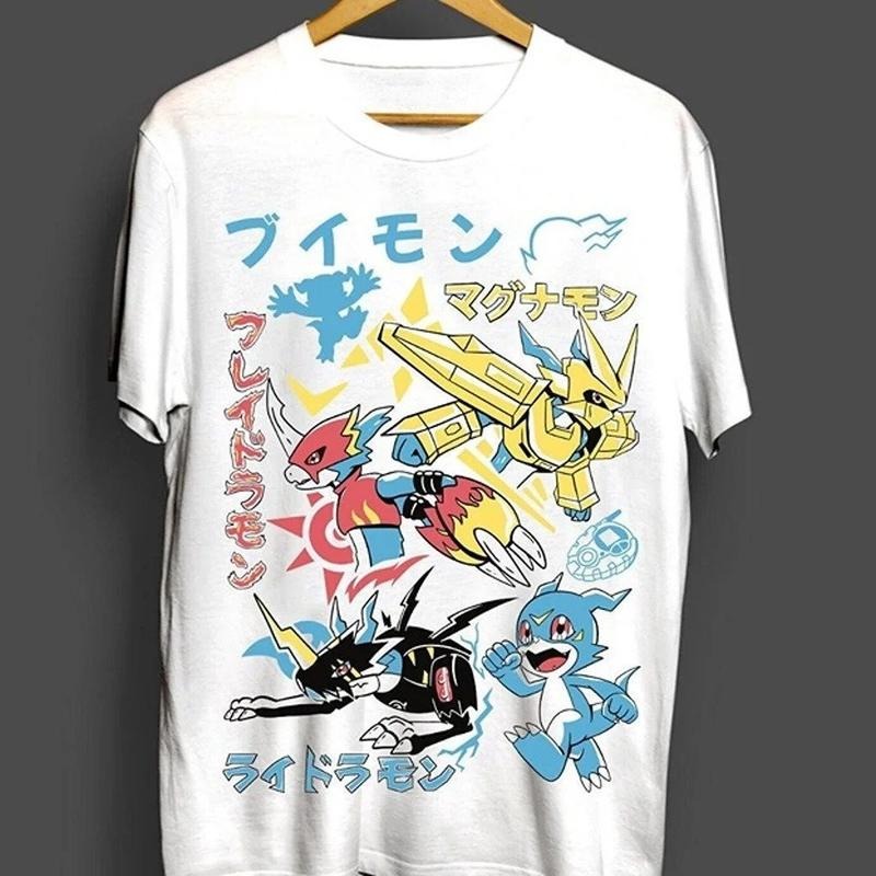 Guilmon Omnimon Anime Gift White Shirt All Size Veemon Digimon Adventure T-shirt Hoodie, Sweatshirt | RetroVerseTees.com