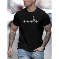 Guitar Print T Shirt, Tees For Men, Casual Short Sleeve T-shirt For Summer Made in USA Hoodie, Sweatshirt