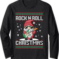 Guitarist Santa Gnome Guitar Rock n Roll Xmas Ugly Christmas Long Sleeve T-Shirt Hoodie, Sweatshirt | RetroVerseTees.com